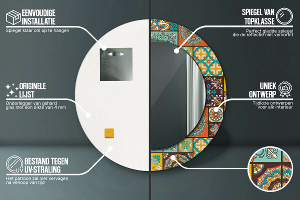 Specchio tondo stampato Modello arabo