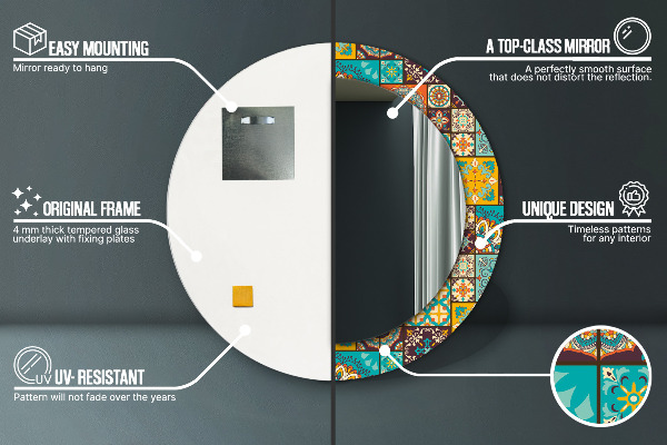 Specchio tondo stampato Modello arabo