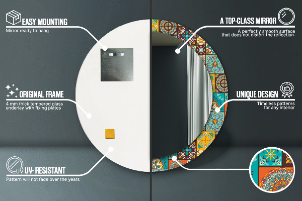 Specchio tondo stampato Modello arabo