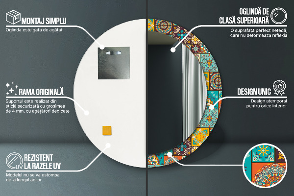 Specchio tondo stampato Modello arabo