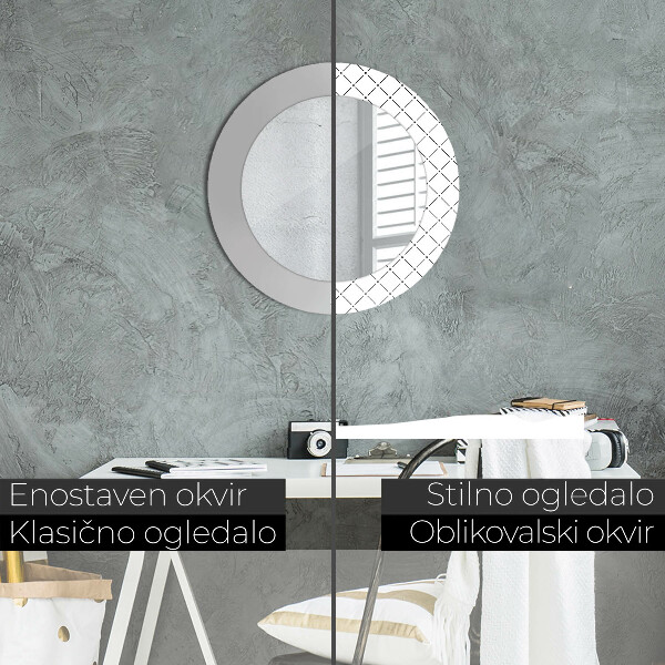Specchio tondo stampato Linee trasversali