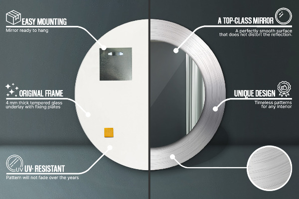 Specchio tondo stampato Acciaio lucido