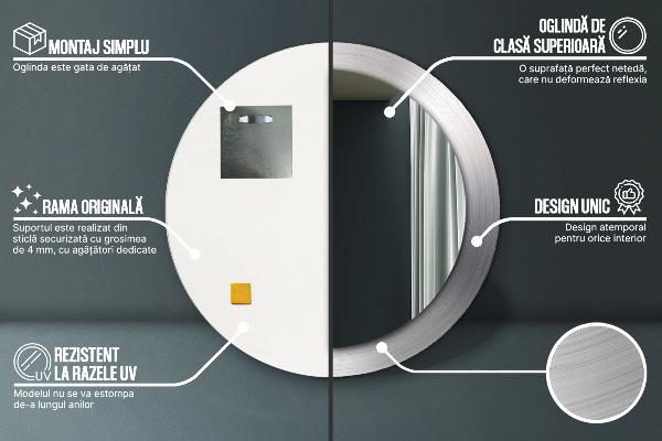 Specchio tondo stampato Acciaio lucido