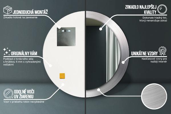 Specchio tondo stampato Acciaio lucido