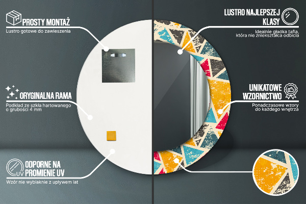 Specchio tondo stampato Composizione retrò
