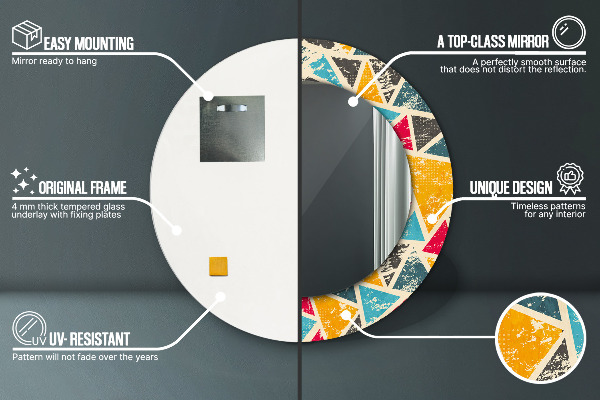 Specchio tondo stampato Composizione retrò