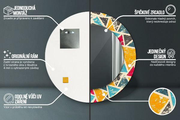 Specchio tondo stampato Composizione retrò