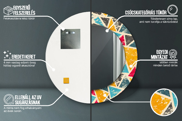 Specchio tondo stampato Composizione retrò