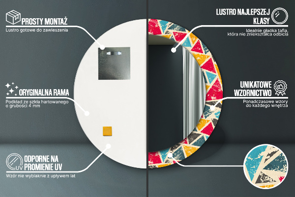 Specchio tondo stampato Composizione retrò