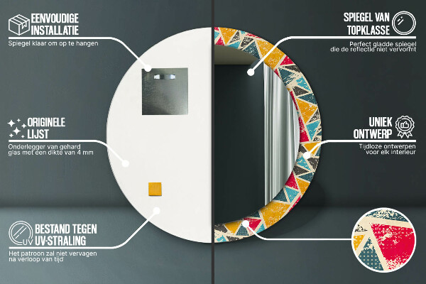 Specchio tondo stampato Composizione retrò