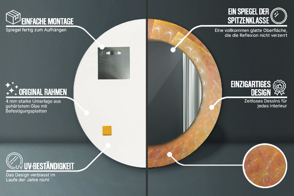 Specchio tondo stampato Astrazione a spirale