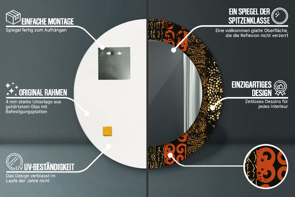 Specchio tondo stampato Grunge Pattern astratto