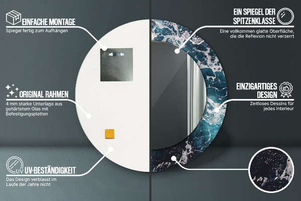 Specchio tondo stampato Mare tempestoso