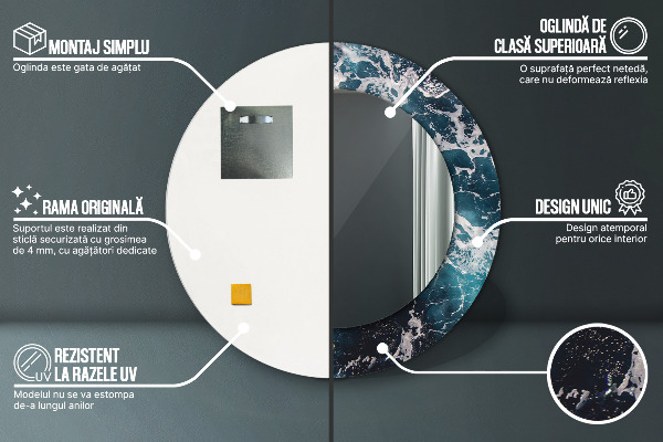 Specchio tondo stampato Mare tempestoso