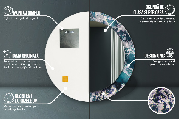 Specchio tondo stampato Mare tempestoso