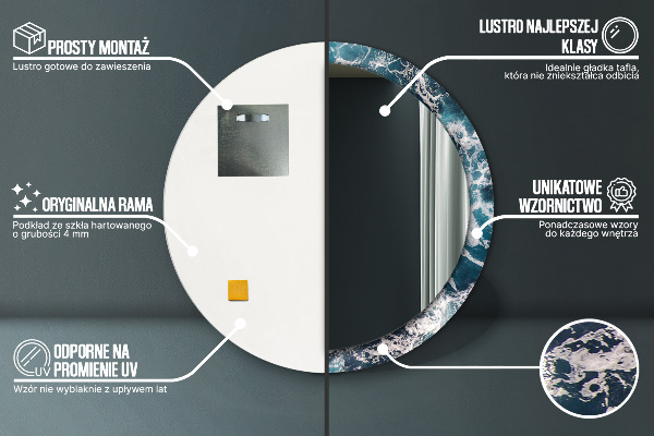 Specchio tondo stampato Mare tempestoso