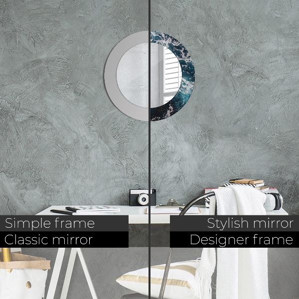 Specchio tondo stampato Mare tempestoso