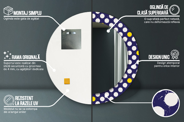 Specchio tondo stampato Punti retrò