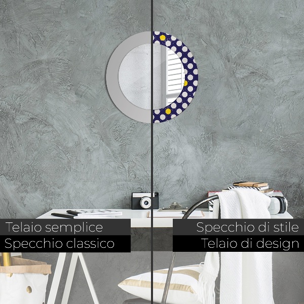 Specchio tondo stampato Punti retrò