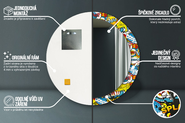 Specchio tondo stampato Modello di stile comico