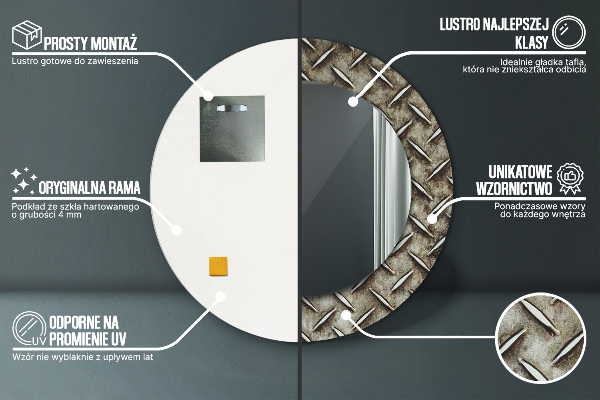 Specchio tondo stampato Texture in acciaio