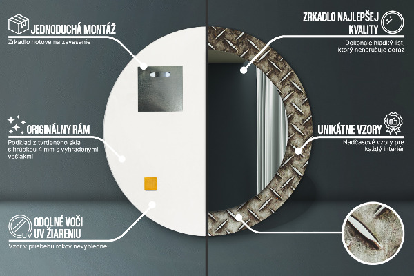 Specchio tondo stampato Texture in acciaio