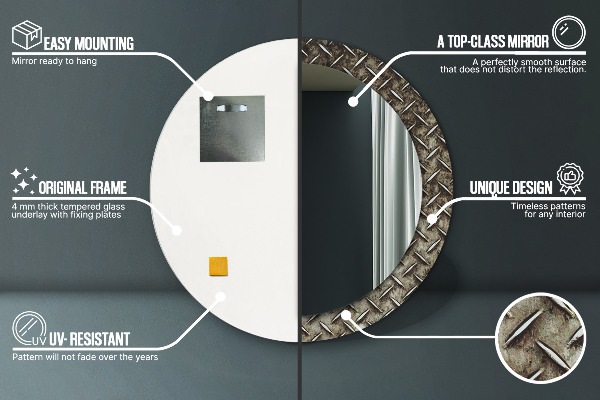 Specchio tondo stampato Texture in acciaio