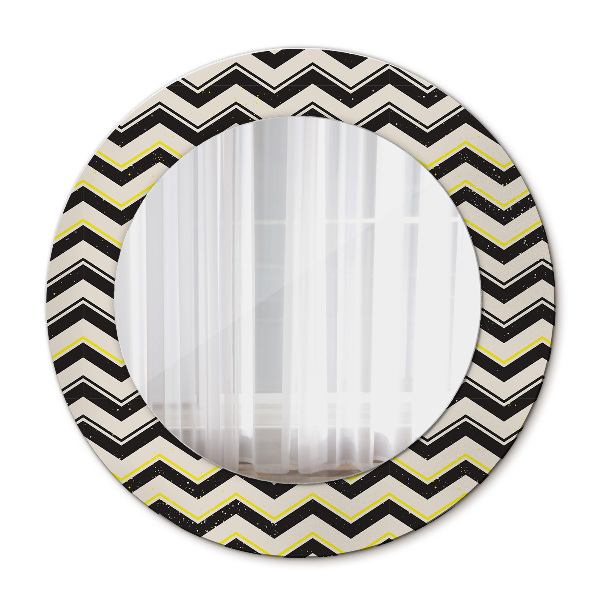 Specchio tondo stampato Pattern a zigzag