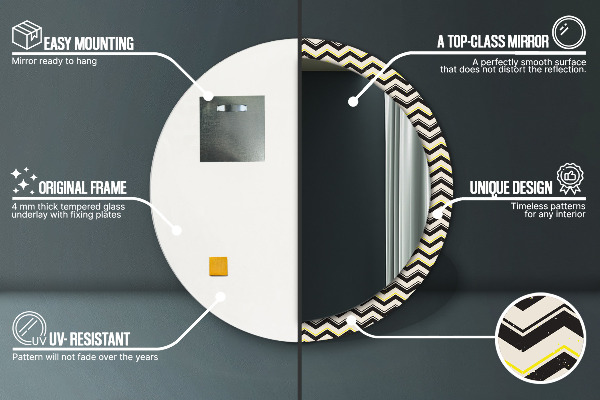 Specchio tondo stampato Pattern a zigzag