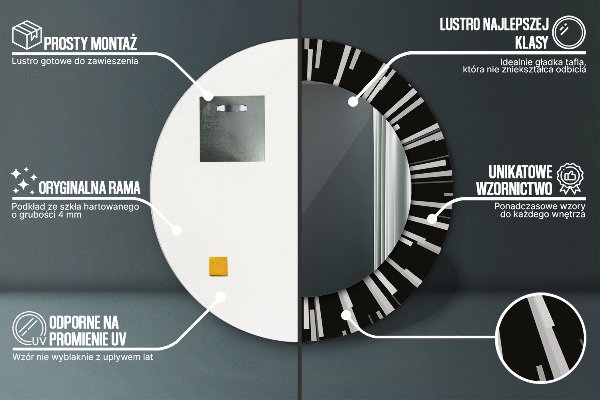 Specchio tondo stampato Composizione radiante
