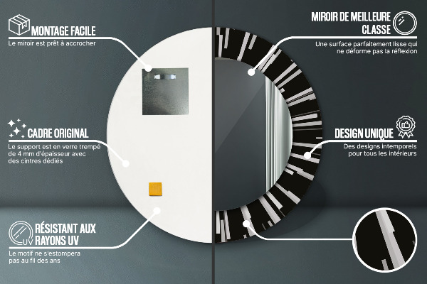 Specchio tondo stampato Composizione radiante