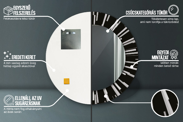 Specchio tondo stampato Composizione radiante