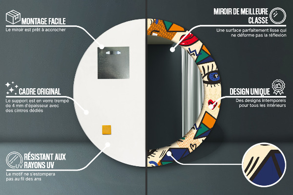 Specchio tondo stampato Stile pop art