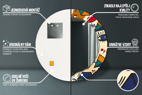 Specchio tondo stampato Stile pop art