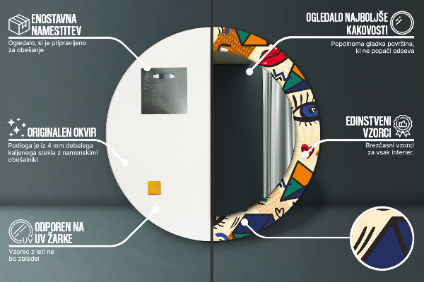 Specchio tondo stampato Stile pop art