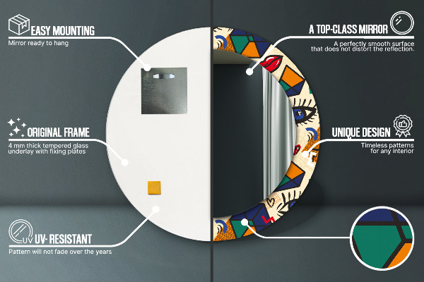 Specchio tondo stampato Stile pop art