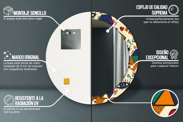 Specchio tondo stampato Stile pop art