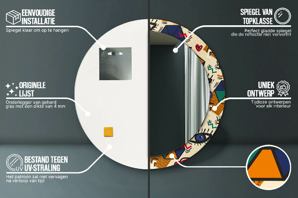 Specchio tondo stampato Stile pop art