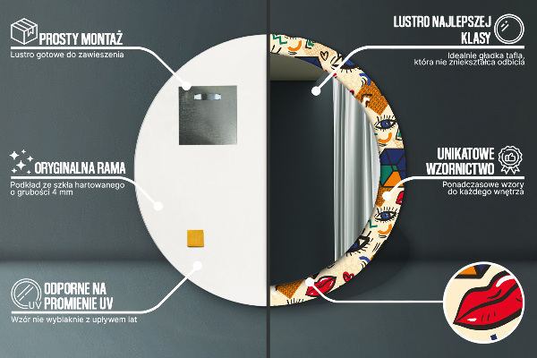 Specchio tondo stampato Stile pop art