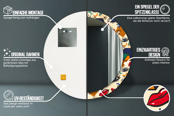 Specchio tondo stampato Stile pop art