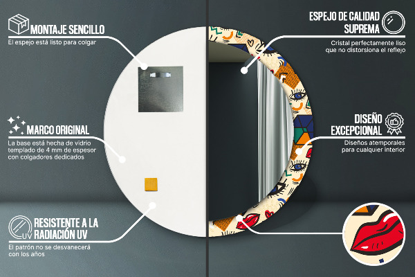 Specchio tondo stampato Stile pop art