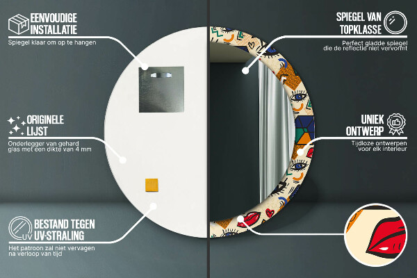 Specchio tondo stampato Stile pop art