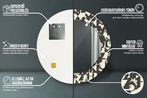 Specchio tondo stampato Tipografia astratta