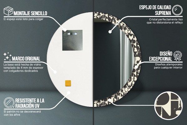 Specchio tondo stampato Tipografia astratta