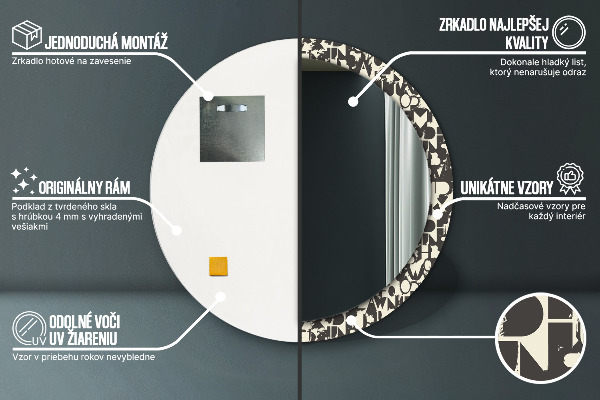 Specchio tondo stampato Tipografia astratta