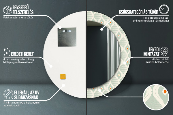 Specchio tondo stampato Modello vintage leggero