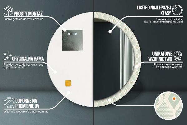 Specchio tondo stampato Modello vintage leggero