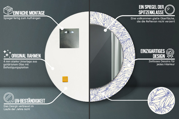 Specchio tondo stampato Palma tropicale