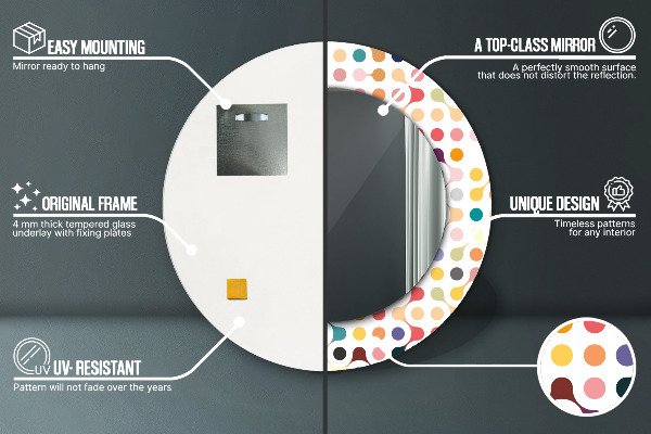 Specchio tondo stampato Senza cuciture multicolore