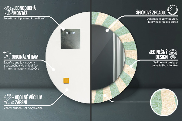 Specchio tondo stampato Pattern pastello retrò